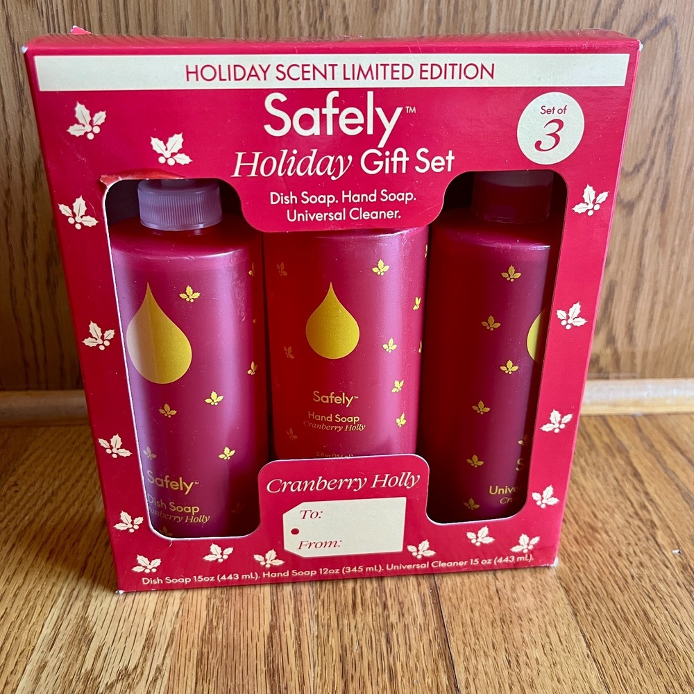 Safely Holiday Gift Sets 3 total pieces Dish Soap Hand‎ Soap Universal Cleaner